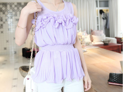 Blusa Lilás C/ Babados Drapeados
