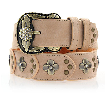 Cinto Rosa Floral c/ Ouro Envelhecido