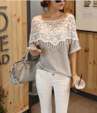 Blusa Cinza Com Renda
