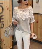 Blusa Cinza C/ Rendas