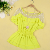 Blusa Amarela C/ Transparência e Babados