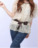Blusa Branca C/ Bolinhas Marrom