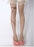 Meia Calça Cor da Pele c/ Preto Tattoo