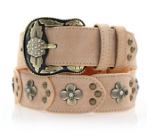 Cinto Rosa Floral c/ Ouro Envelhecido